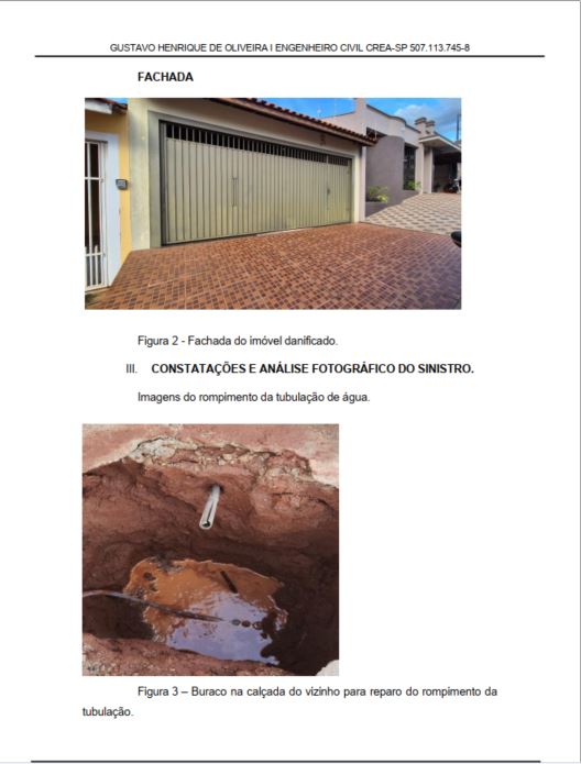 Exemplo de laudo para infiltração