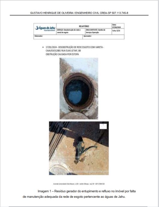 Exemplo de laudo para infiltração